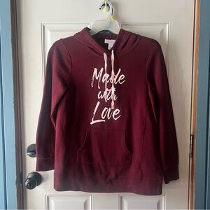 Motherhood Maternity Burgundy “Made With Love” Sweatshirt size M